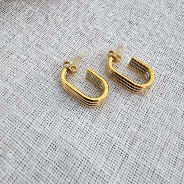 TWO TONE Gold and Silver Earrings