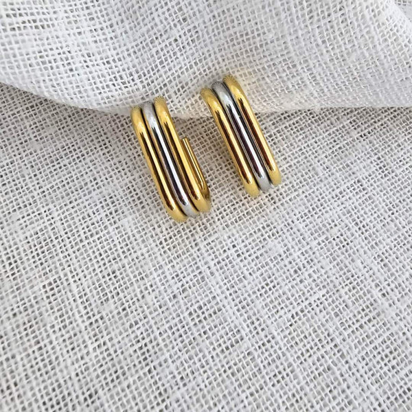 TWO TONE Gold and Silver Earrings