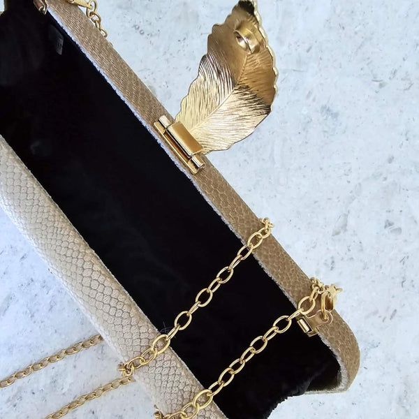 MADDIE Clutch Bag | Beige Velvet