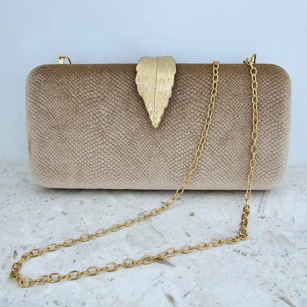 MADDIE Clutch Bag | Beige Velvet