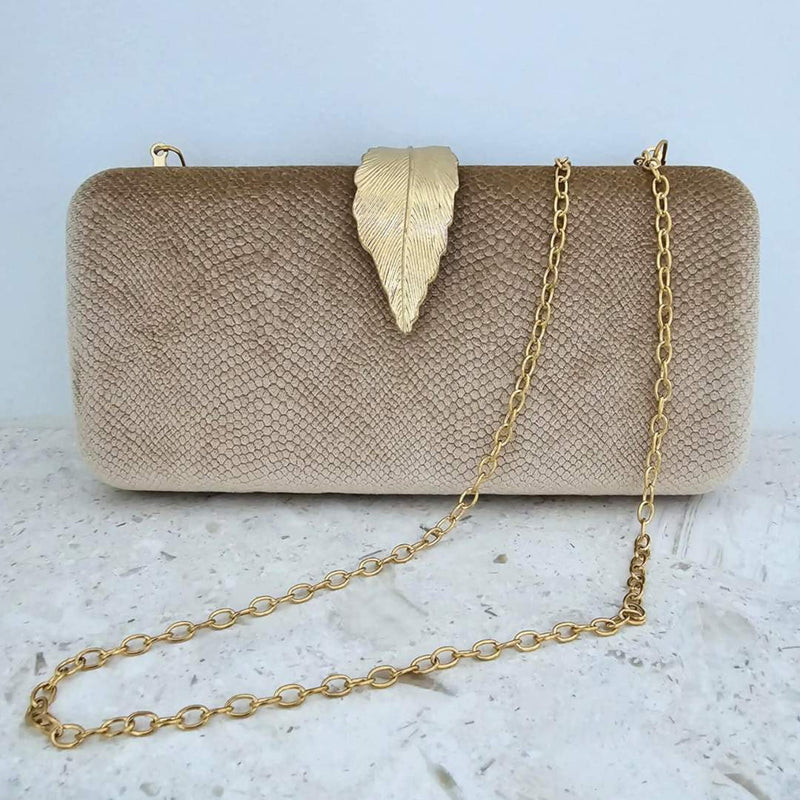 MADDIE Clutch Bag | Beige Velvet