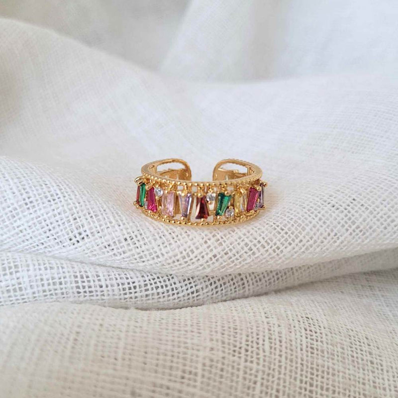 EVE Gold Multi Colour Cluster Ring