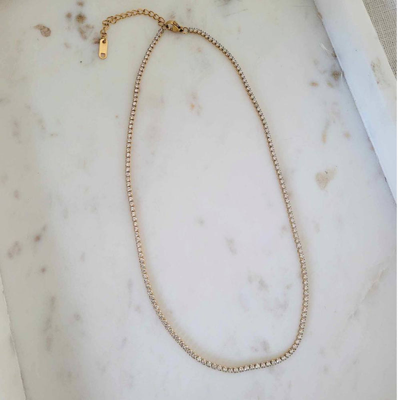 ISABEL Gold Tennis Necklace 3MM