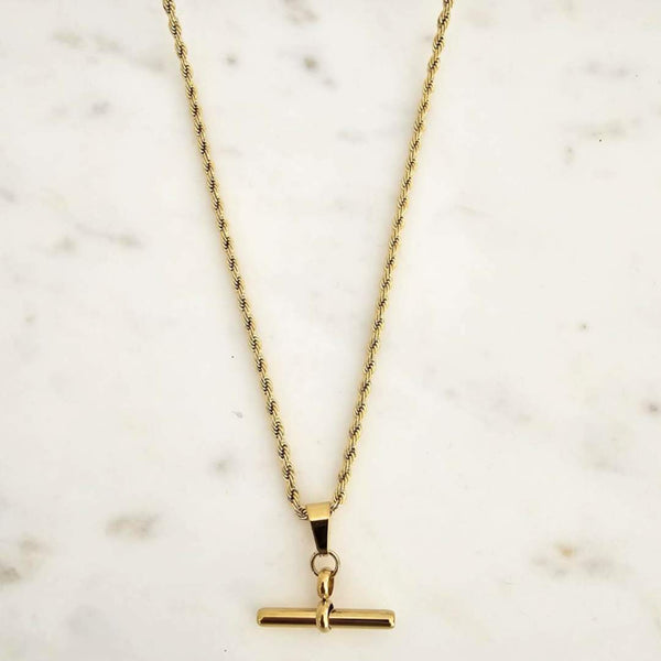 T BAR Gold Necklace