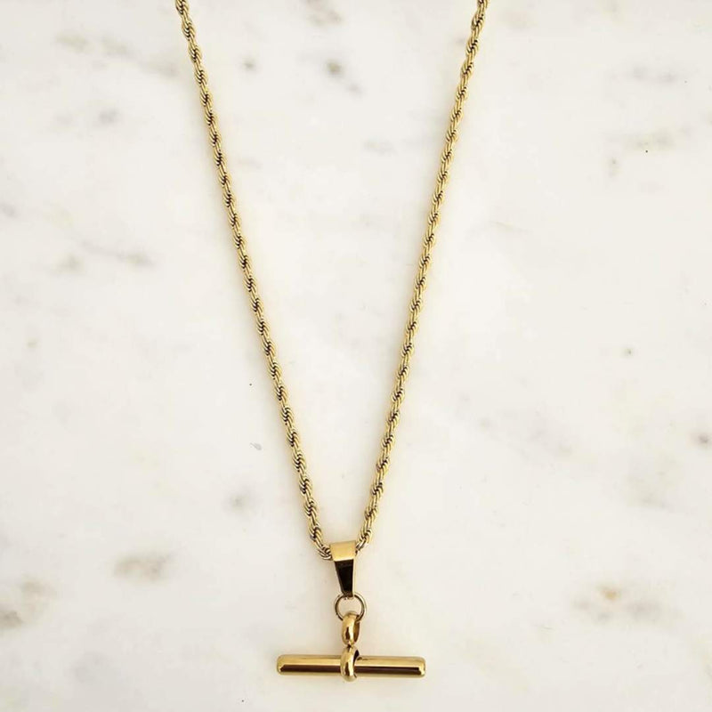 T BAR Gold Necklace