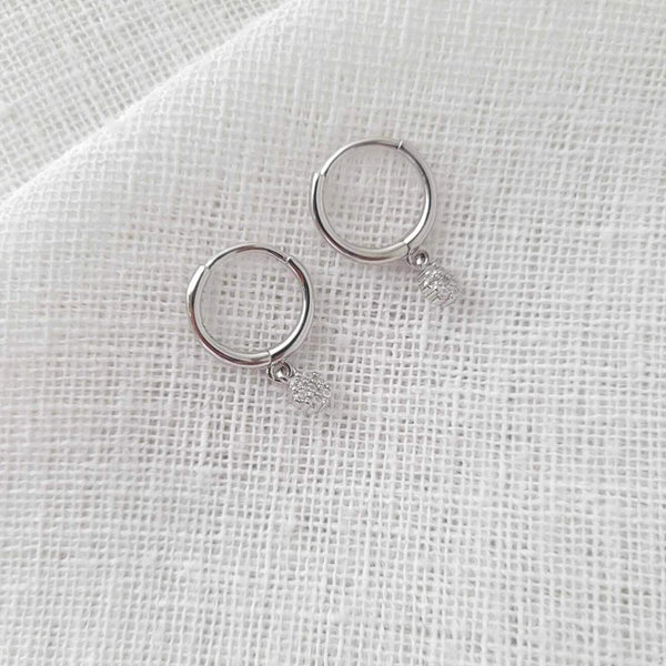 FLOWER Sterling Silver Hoop Earrings