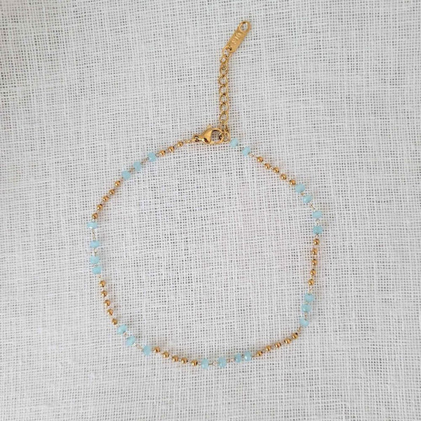 OCEAN Gold Blue Beads Anklet