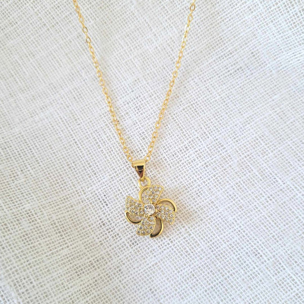 Calming Fidget Spinning Necklace | Gold Windmill