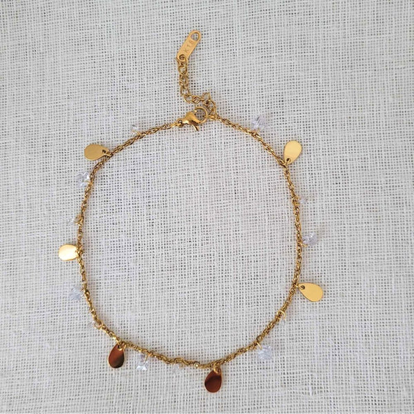 SUMMER Gold Clear Beads Anklet