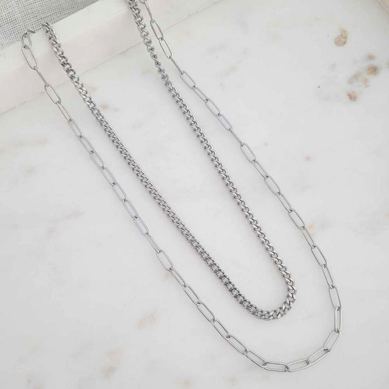 CAPRI Silver Double Layer Necklace