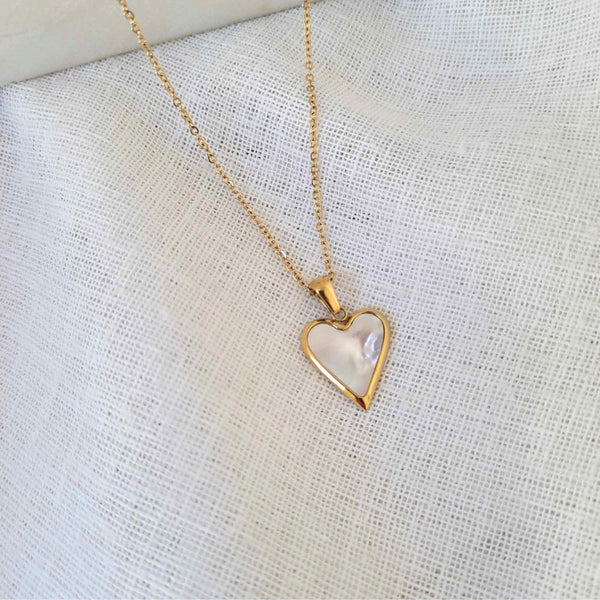 PEARL Heart Gold Necklace