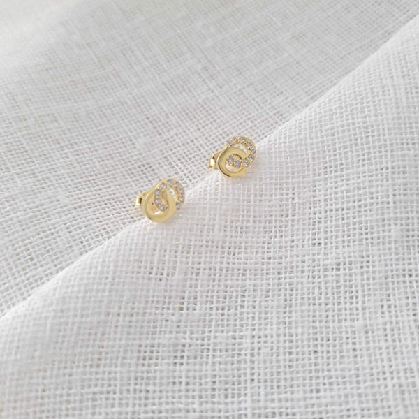 LILA Sterling Silver 18K Gold Plated Double Circle Stud Earrings