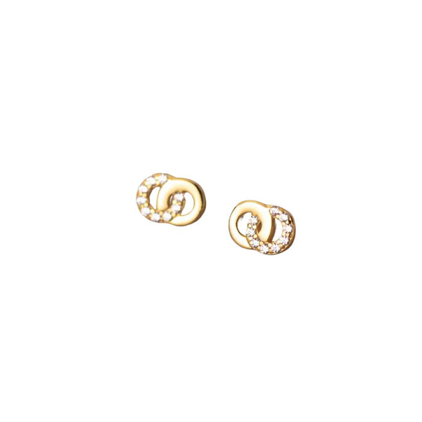 LILA Sterling Silver 18K Gold Plated Double Circle Stud Earrings