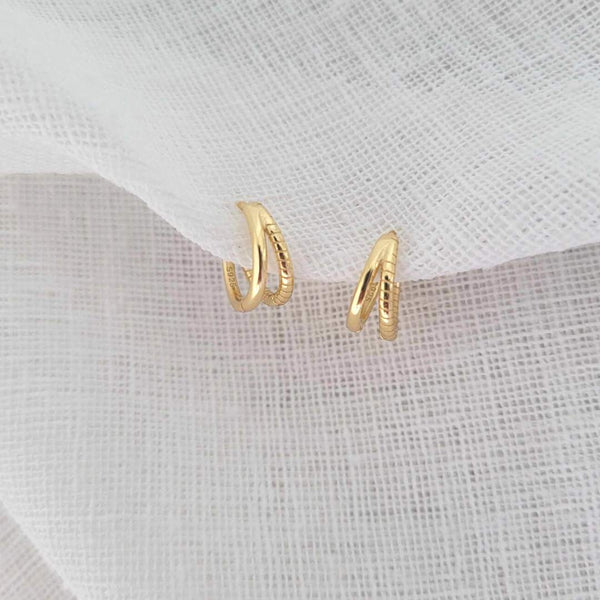 DUO HOOP Sterling Silver 18k Gold Plated Hoop Earrings