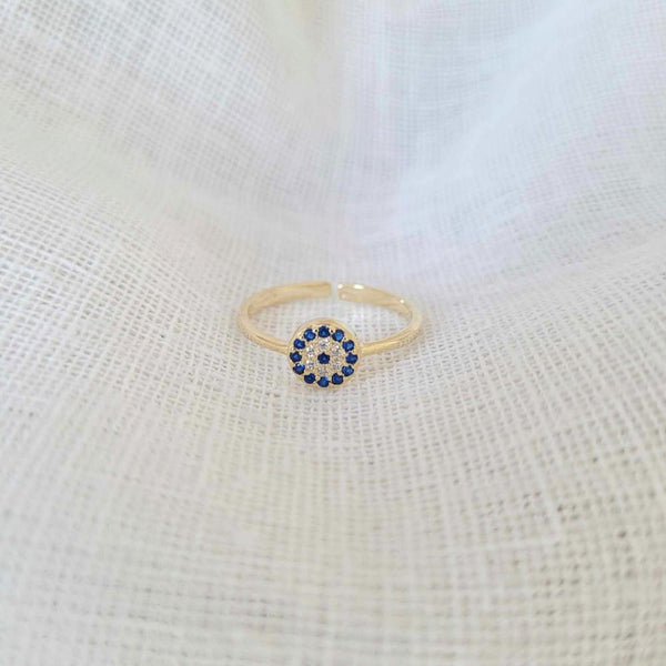 Sterling Silver 18k Gold Plated Evil Eye Ring