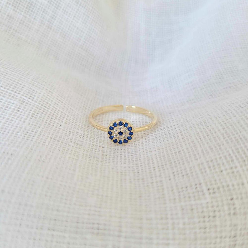Sterling Silver 18k Gold Plated Evil Eye Ring