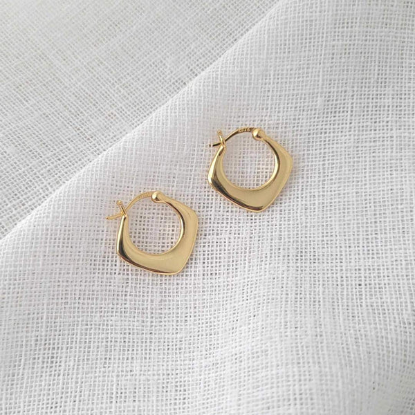 GEOMETRIC Sterling Silver 18k Gold Plated Hoop Earrings