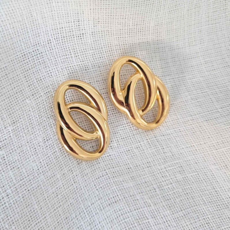 OVAL Double Loop Gold Earrings