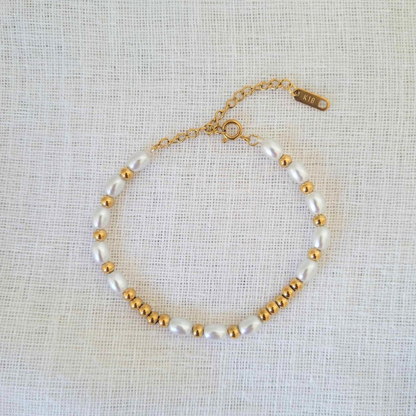 Gold Pearl and Bead Bracelet