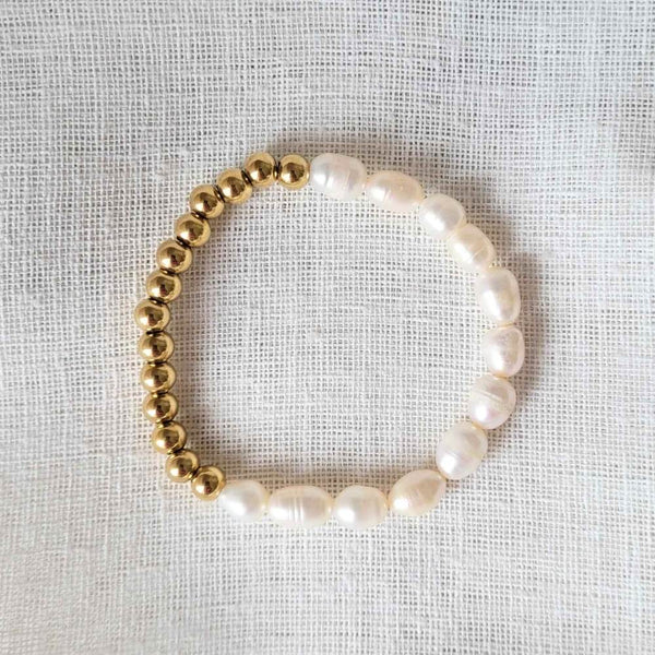 DANIELLE Gold Pearl and Bead Bracelet