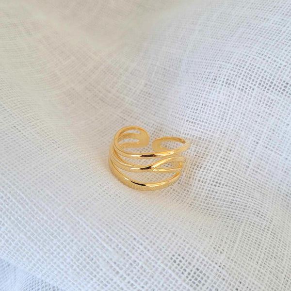 Sterling Silver 18k Gold Plated Waves Ring