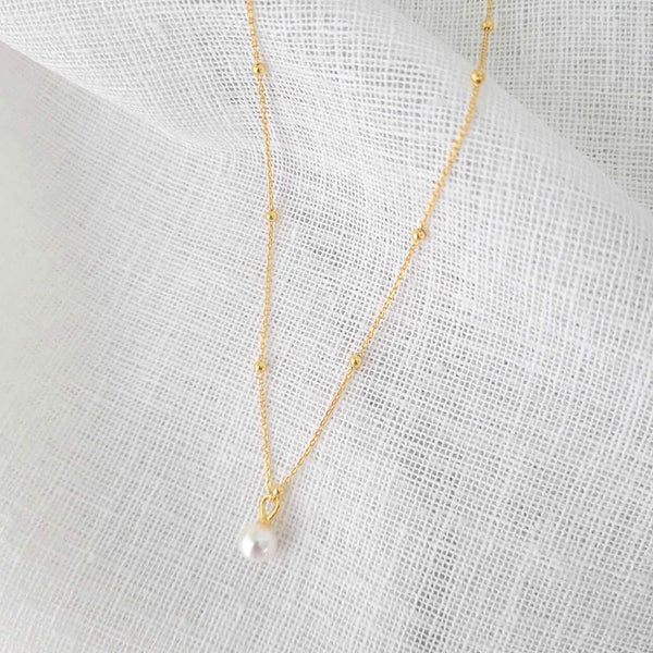 PEARL Sterling Silver 18k Gold Bead Necklace