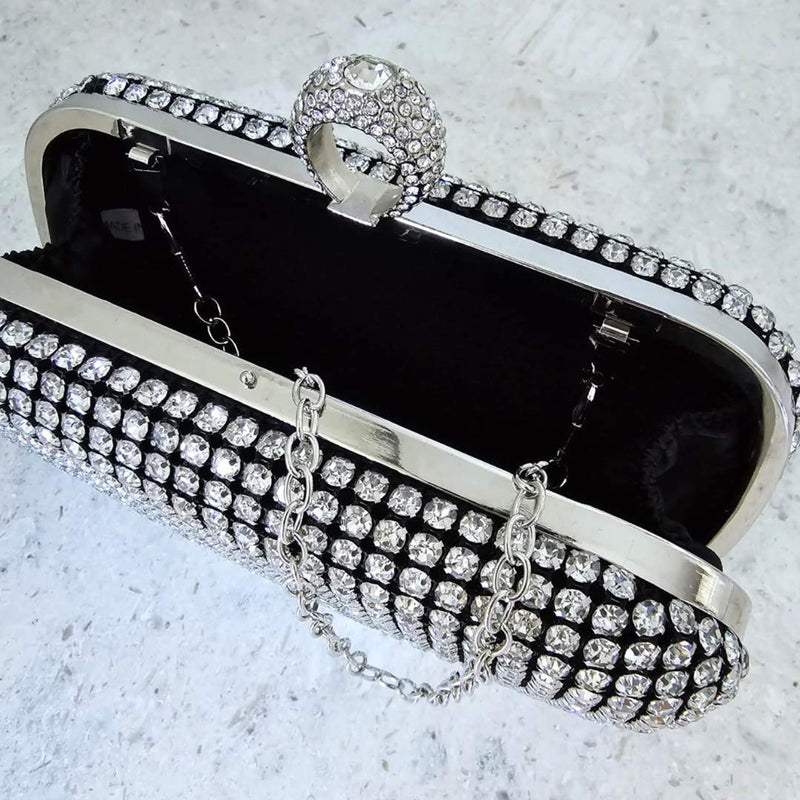 MIA Clutch Bag | Silver and Black