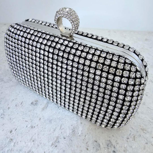 MIA Clutch Bag | Silver and Black