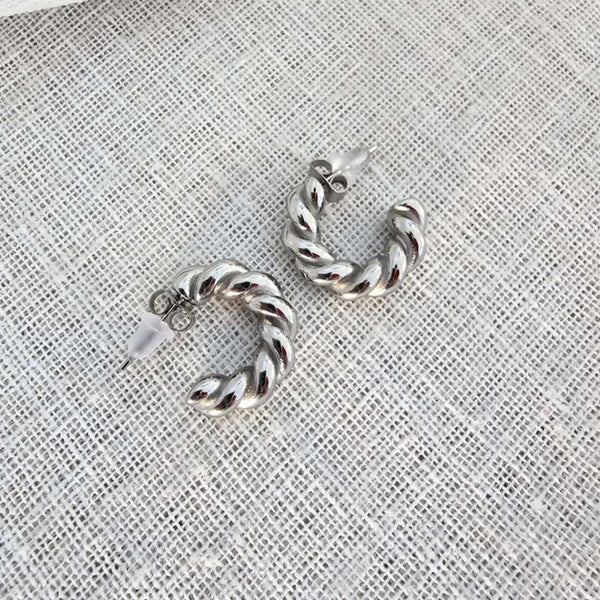 TWIST Silver Hoop Earrings
