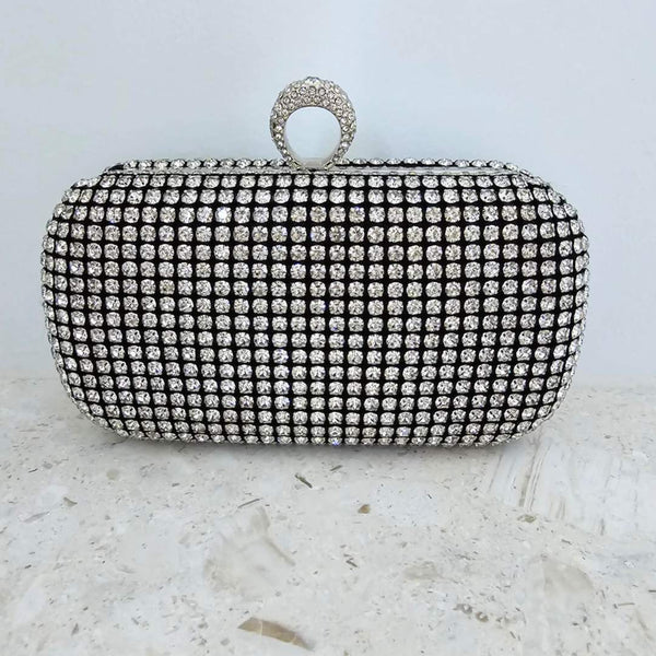 MIA Clutch Bag | Silver and Black