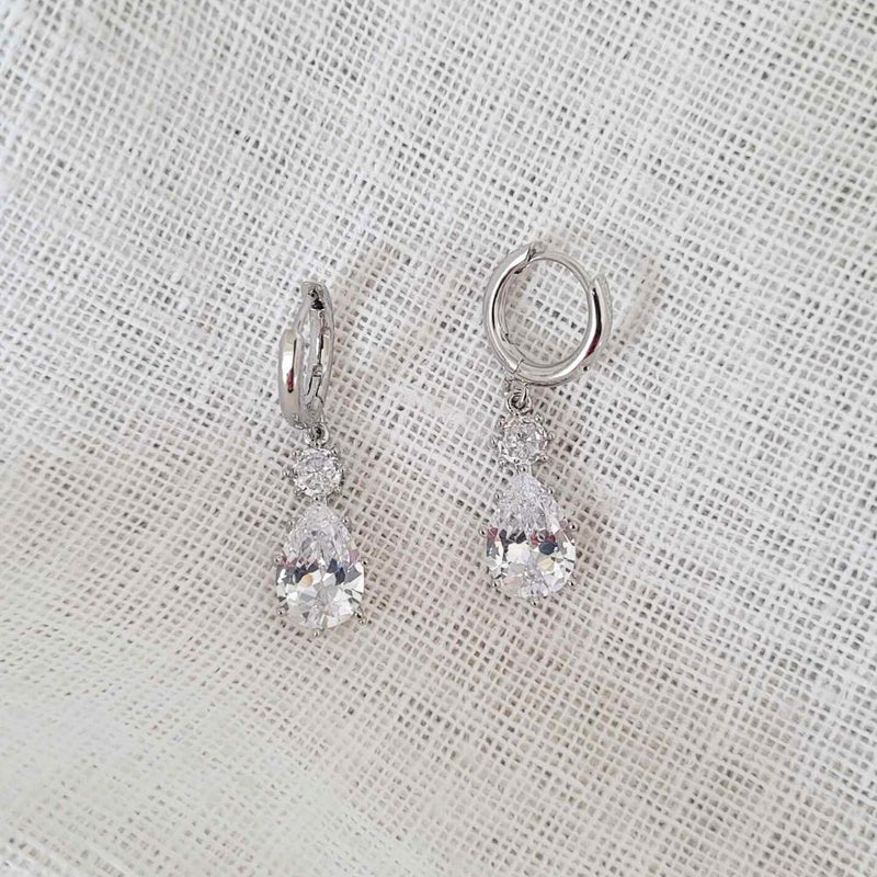 REMI Silver Crystal Hoop Earrings