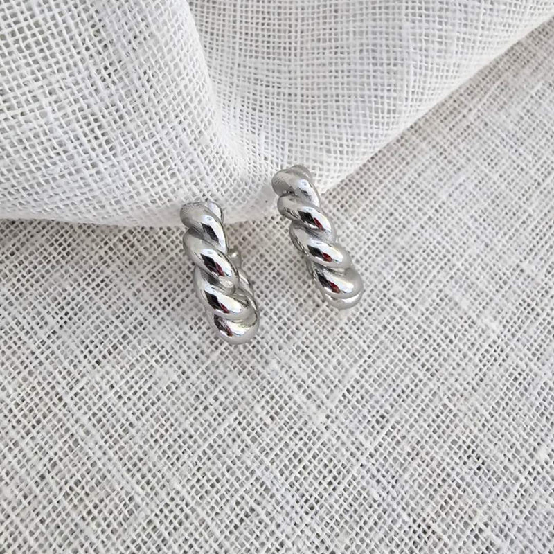 TWIST Silver Hoop Earrings