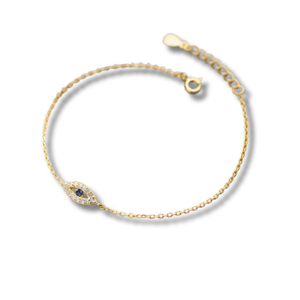 EVIL EYE 925 Sterling Silver 18k Gold Plated Bracelet