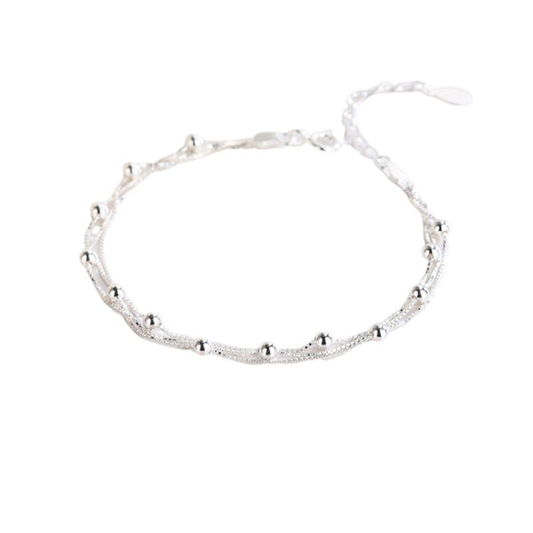 ELLA 925 Sterling Silver Triple Chain Bead Bracelet
