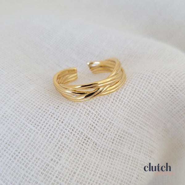 Sterling Silver 18k Gold Plated Weave Ring