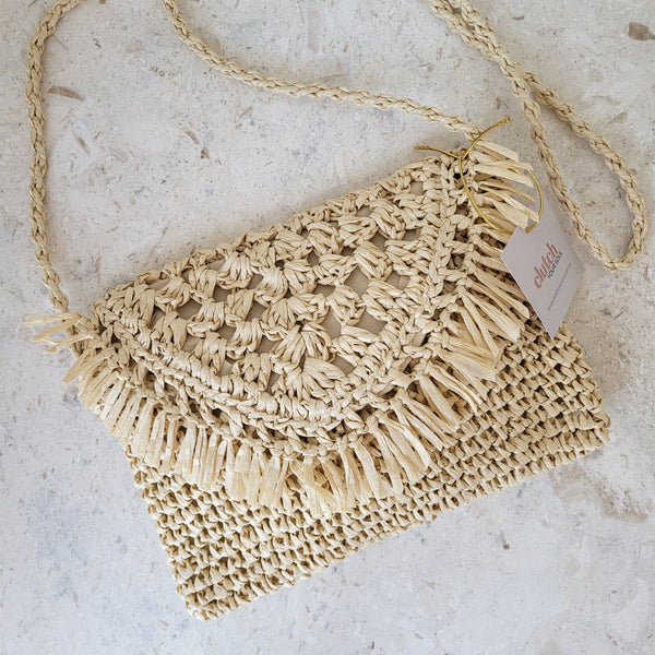 Amari straw rattan handbag clutch bag