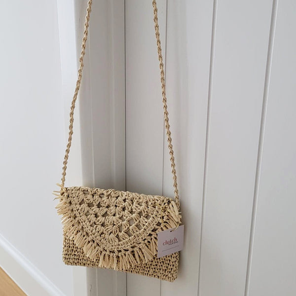 Amari straw rattan handbag clutch bag