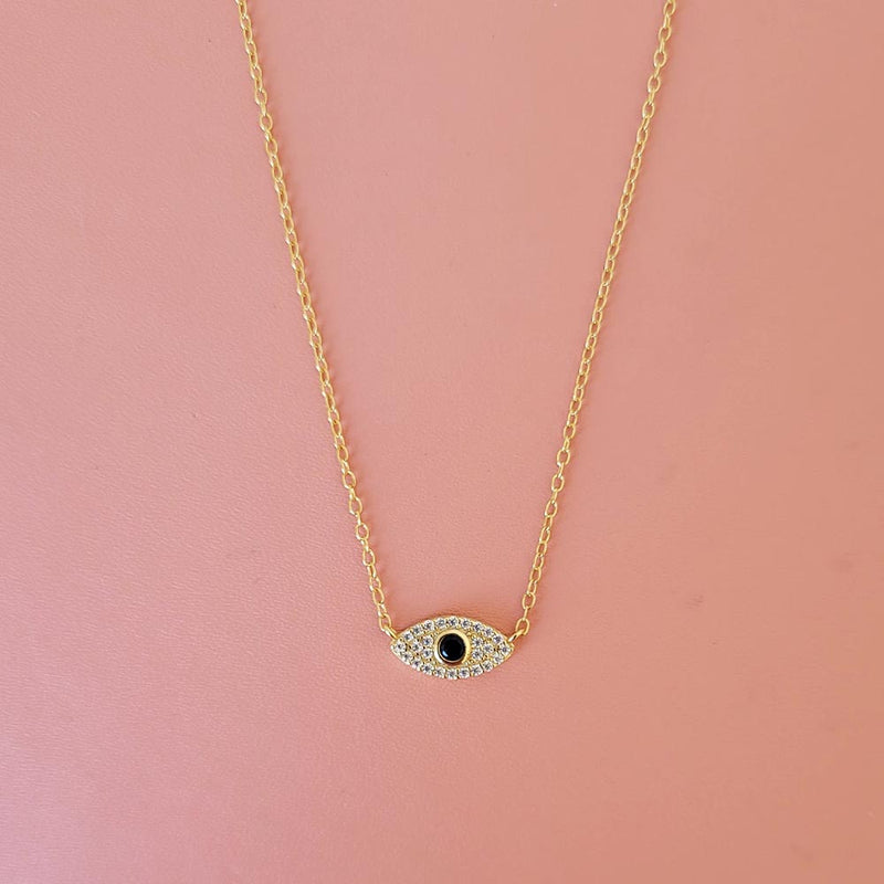 EVIL EYE Sterling Silver 18k Gold Plated  Necklace
