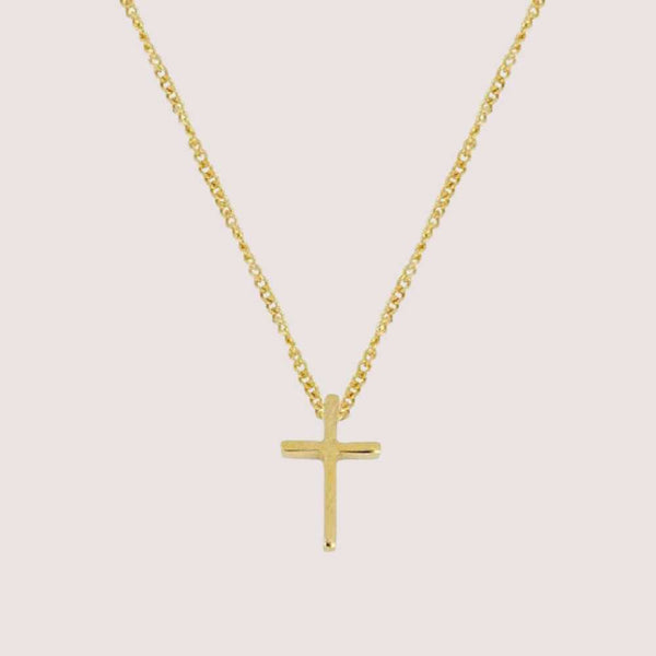 FAITH Sterling Silver 18k Gold Plated Cross Pendant Necklace