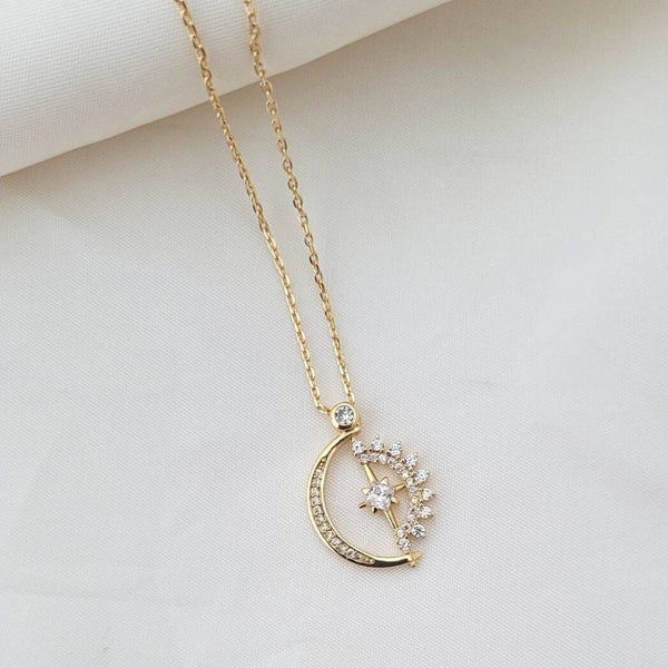 Calming Fidget Necklace | Moon Star Gold