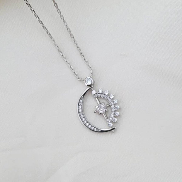 Calming Fidget Necklace | Moon Star Silver