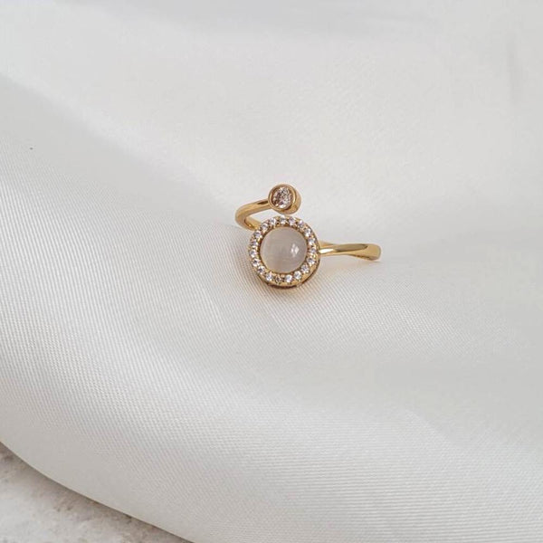 Calming Fidget Spinning Ring | Gold Opal