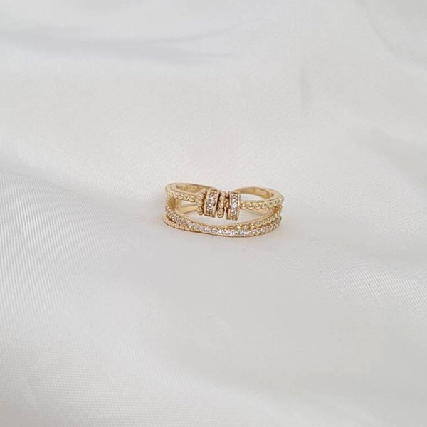 Calming Fidget Spinning Ring | Gold Twist Beads