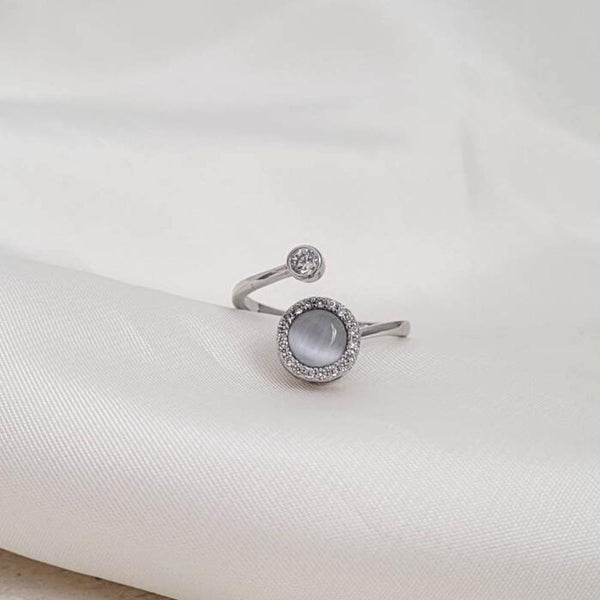 Calming Fidget Spinning Ring | Silver Opal