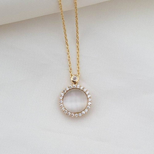 Calming Fidget Spinning Necklace | Gold Opal